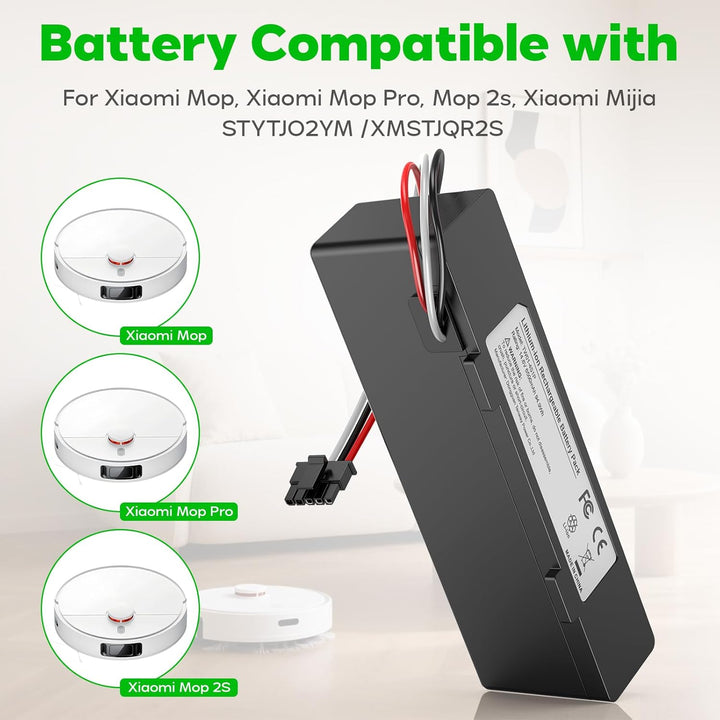 ASUNCELL 6500mAh li-ion Akku für Xiaomi Mop 2S / Mop Pro/Mop P Roboter Staubsauger, Ersatzakku kompa