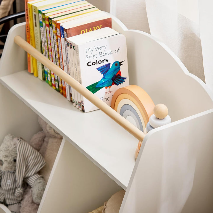 SoBuy Kinderregal mit 3 Fächern Bücherregal Aufbewahrungsregal für Kinder Montessori Regal weiss BHT