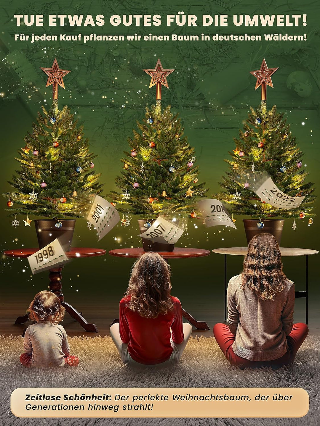 ArtiTree - Künstlicher Weihnachtsbaum 40cm im Topf mit LED - Christmas Tree für Innen und Aussen, Ku