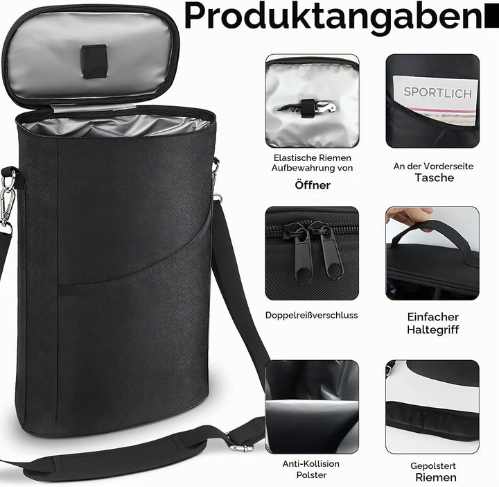 Flaschenkühler Faltbar Kühlmanschette: WANDGU 2 Flasche Insulated Kühltasche, Isolierter Weinbeutel,