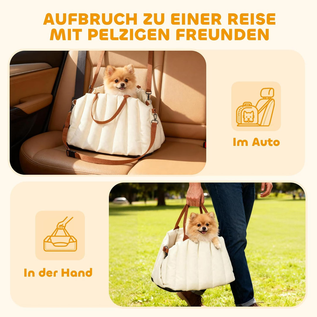 PawHut Hundetasche Hundetragetasche mit Sicherheitsgurt, rutschfestem Boden, Kissen, Hunde Autositz