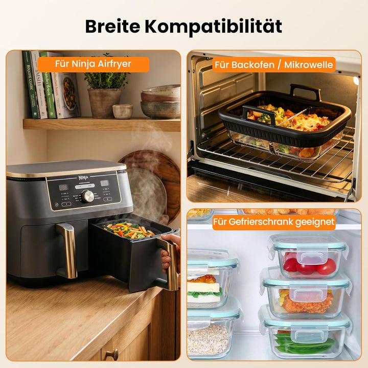 Glas Auflaufform Airfryer für Ninja AF400EU/AF500EU/SL400EU, Auflaufform Heissluftfritteuse mit Hera