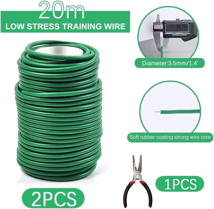 Pflanzendraht Gummiert,2 Stück Gartendraht 3,5mm,Bindedraht Ummantelt 40M,Blumendraht Weich,Pflanzen