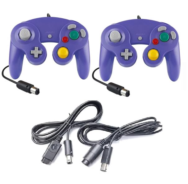 2 Controller Purple + Verlängerungskabel für Nintendo Game Cube Controller Violett Lila GC Verlänger