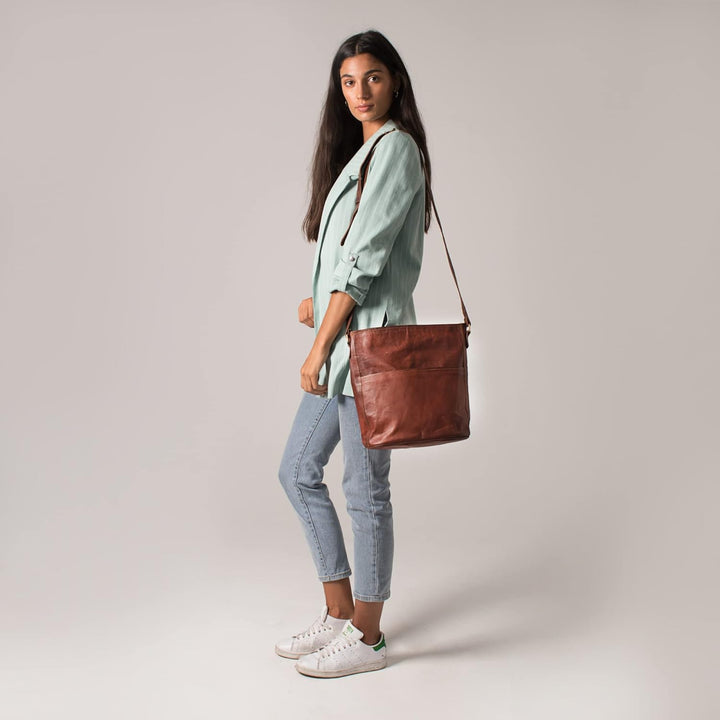 Leabags Leder Handtasche Damen I Premium Echtleder Umhängetasche I Damen Schultertasche I Damentasch