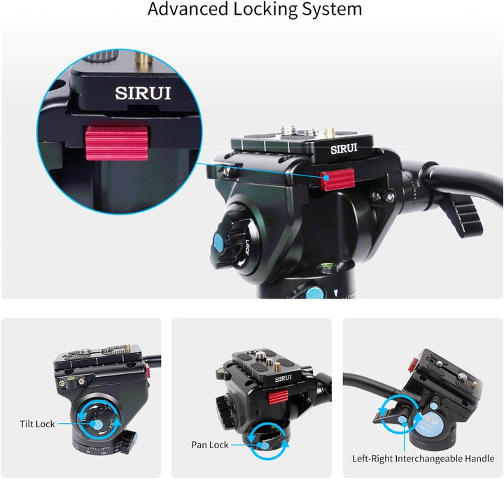 SIRUI AM-5V Fluid Videoneiger mit Flacher Basis, Traglast: 3kg, 360 Grad, Arca Swiss kompatibel, AM-