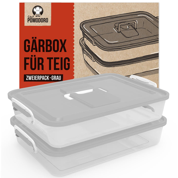 Chef Pomodoro 2 x Pizzaballenbox mit Deckel (35,6 x 27,9 cm), Teigbox Pizza, Pizzaboxen Teig, Pizzat