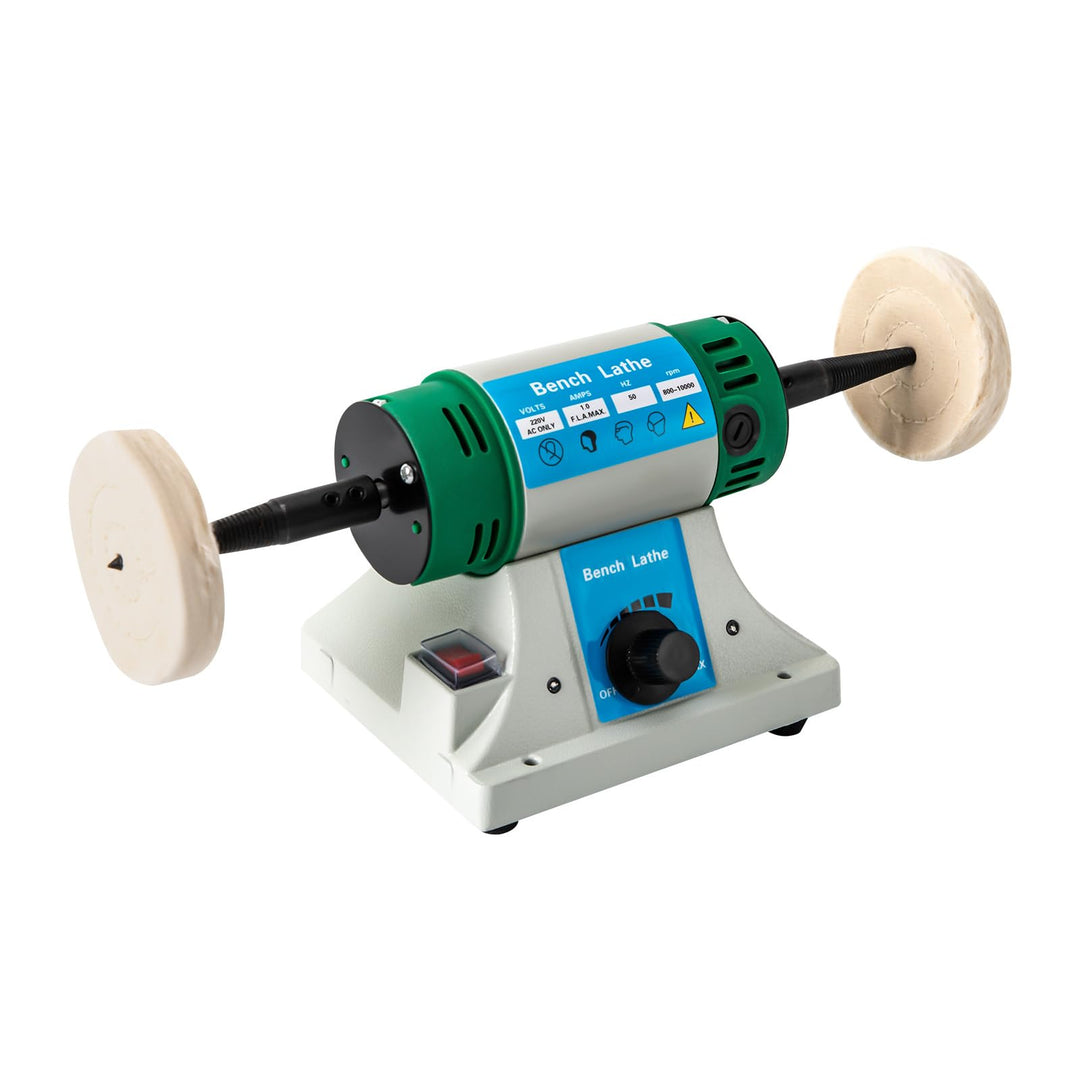 Tischpoliermaschine 320 W, 800–10.000 min⁻¹, mit 2 Stoff- und 2 Faserrädern – variable Polierschleif