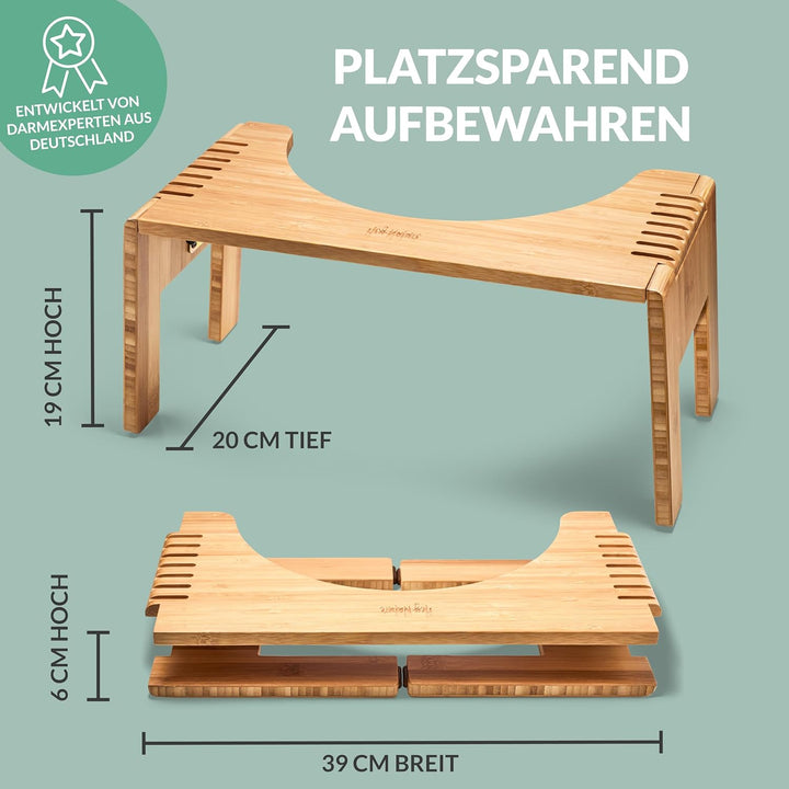 Hey Nature Hoca Holz Mobil Toilettenhocker klappbar aus FSC Bambus gegen Hämorrhoiden, Verstopfung &