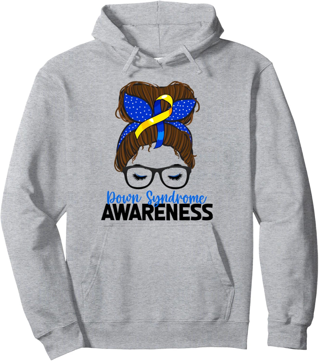 Down-Syndrom Bewusstsein Messy Bun Mama Pullover Hoodie
