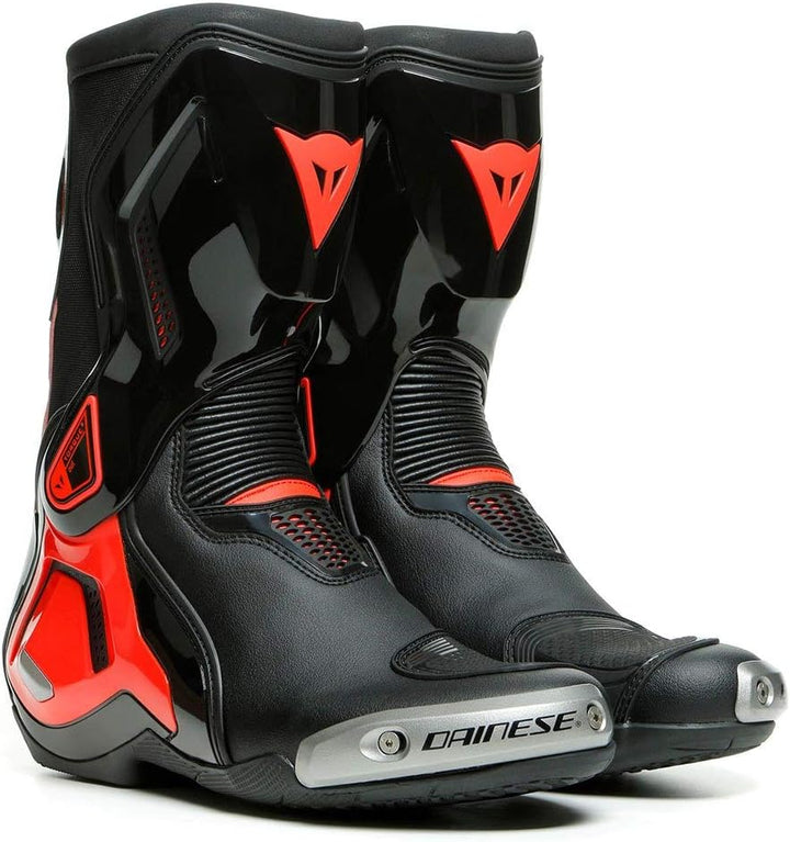 Dainese York D-WP Shoes, Motorradschuhe Wasserdicht, Black Fluo Red 40 EU