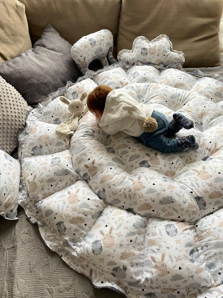 ENGELSNEST Kingsize XXL BABYNEST Nestchen-Ø 90cm Krabbledecke-Ø 155cm 2seitig Babynestchen Babykokon