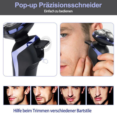 Rasierer Herren elektrisch Elektrorasierer Shaver, 5in1 Rotationsrasierer Präzisionstrimmer IPX7 Ele