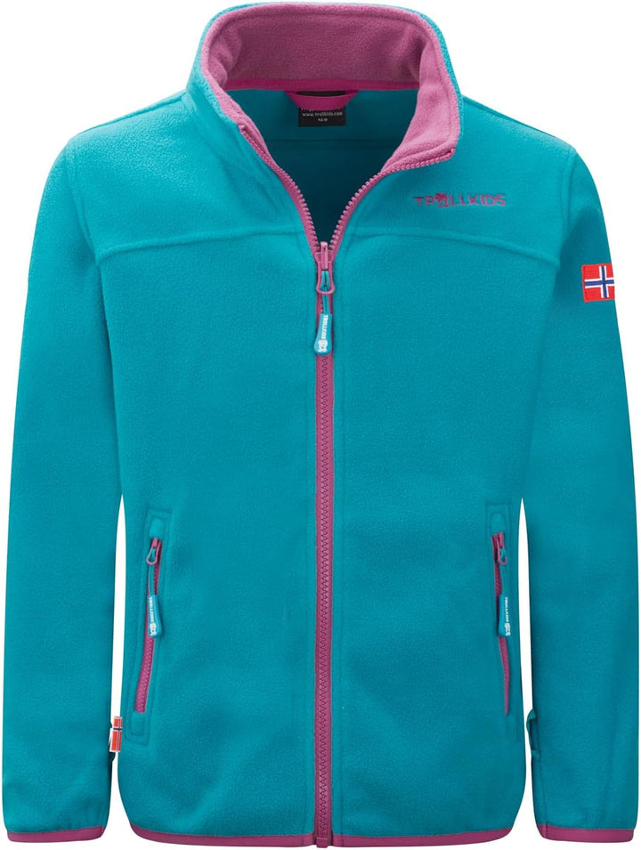 Trollkids Mädchen Oppdal XT Fleece Jacke 92 Dunkeltürkis/Helle Beere, 92 Dunkelt&#xFC;rkis/Helle Bee
