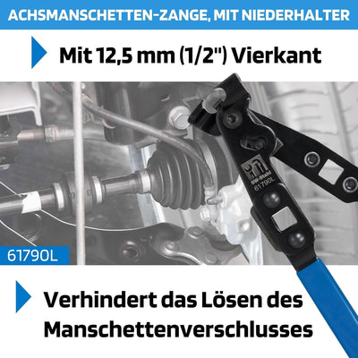 SW-Stahl 61790L Achsmanschetten Zange mit Niederhalter I 12,5 mm (1/2") Vierkant Achsmanschetten Kle