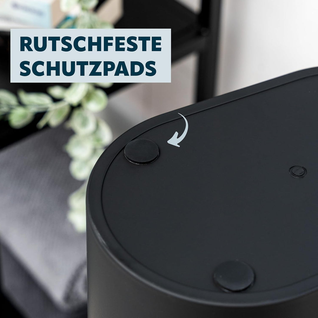 eluno ovaler Kosmetikeimer mit gummierter Softtouch-Oberfläche, Schwingdeckel & Schutzpads gegen Kra