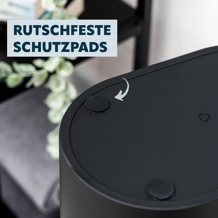 eluno ovaler Kosmetikeimer mit gummierter Softtouch-Oberfläche, Schwingdeckel & Schutzpads gegen Kra