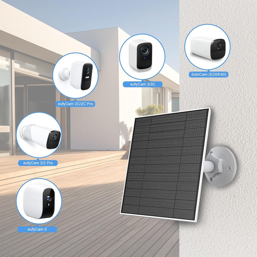 Solarpanel für Eufy Outdoor kamera, Kompatibel mit Eufycam Kamera, Kontinuierliche Stromversorgung,