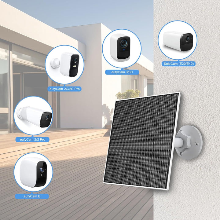 Solarpanel für Eufy Outdoor kamera, Kompatibel mit Eufycam Kamera, Kontinuierliche Stromversorgung,