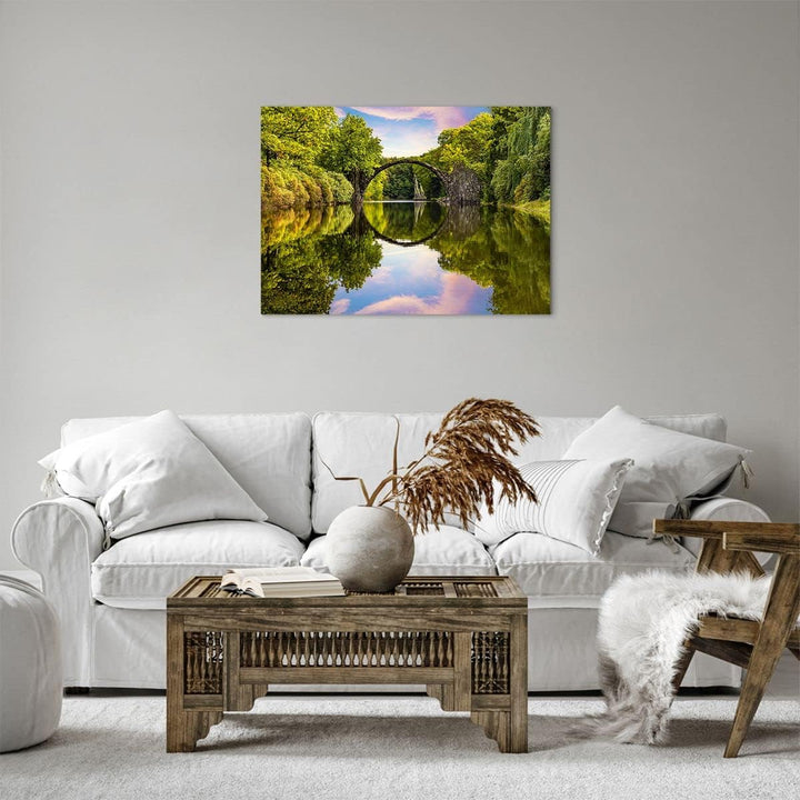 Bilder auf Leinwand Park Natur Wasser Leinwandbild mit Rahmen 70x50cm Wandbilder Dekoration Wohnzimm