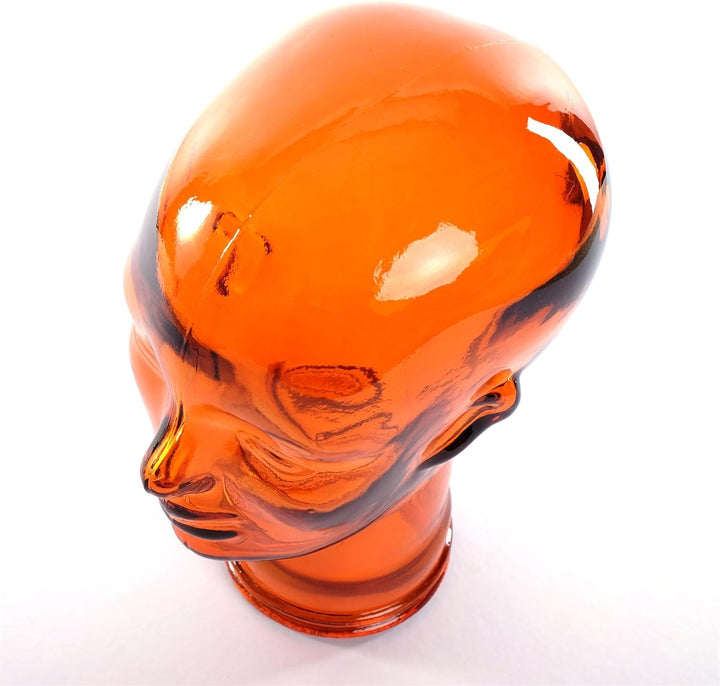 DESIGN DELIGHTS KOPFHÖRERSTÄNDER Mick | Recycling Glas, transparent orange, 29 cm | Deko Kopf