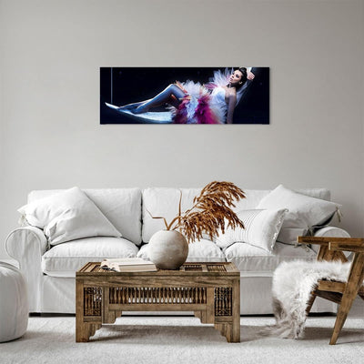 Panorama Bilder auf Leinwand Frau Geheimnis Kleid elegant Leinwandbild 90x30cm Wandbilder Dekoration