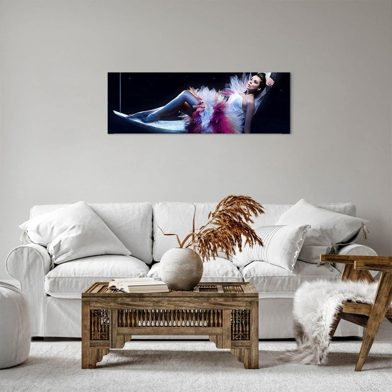 Panorama Bilder auf Leinwand Frau Geheimnis Kleid elegant Leinwandbild 90x30cm Wandbilder Dekoration