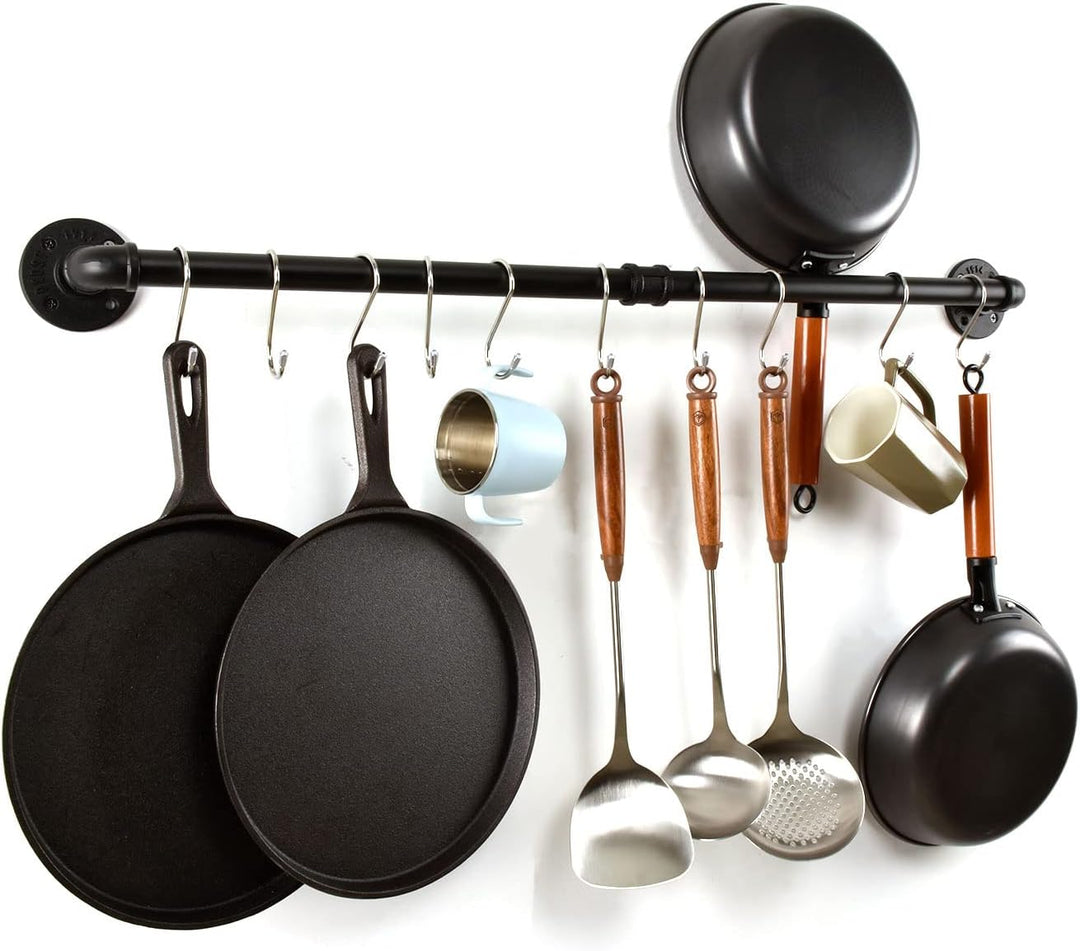 LINKPIPES Rohr Topf Pan Rack Wandbefestigte industrielle Utensil Deckel Halter Kochgeschirr Aufhänge
