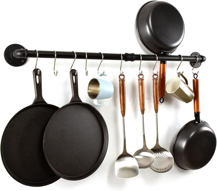 LINKPIPES Rohr Topf Pan Rack Wandbefestigte industrielle Utensil Deckel Halter Kochgeschirr Aufhänge