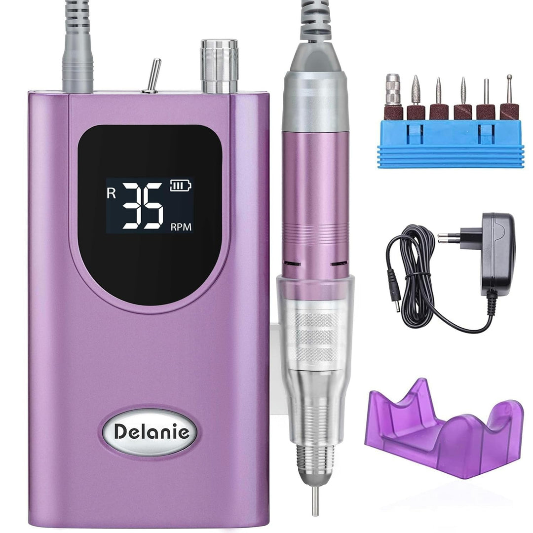 Delanie Elektrische Nagelfräser 35.000 U/min, Akku-Nagelfräser für Acrylnägel Nagellack, wiederaufla
