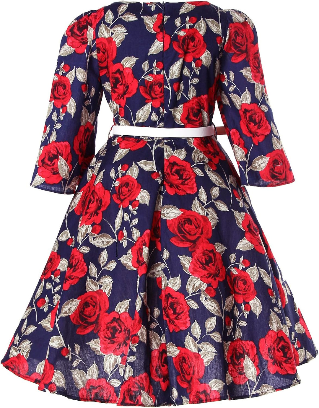 BONNY BILLY Mädchen Kleider Vintage Blumen Festlich Hochzeit Elegant Kinder Kleid mit Gürtel 3-4 Jah