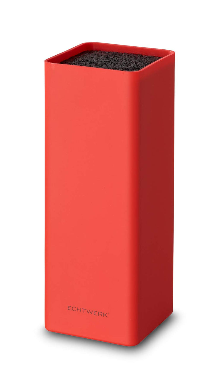 Echtwerk EW-MB-0135 Universal-Messerblock Square mit Borsteneinsatz, rot, Kunststoff