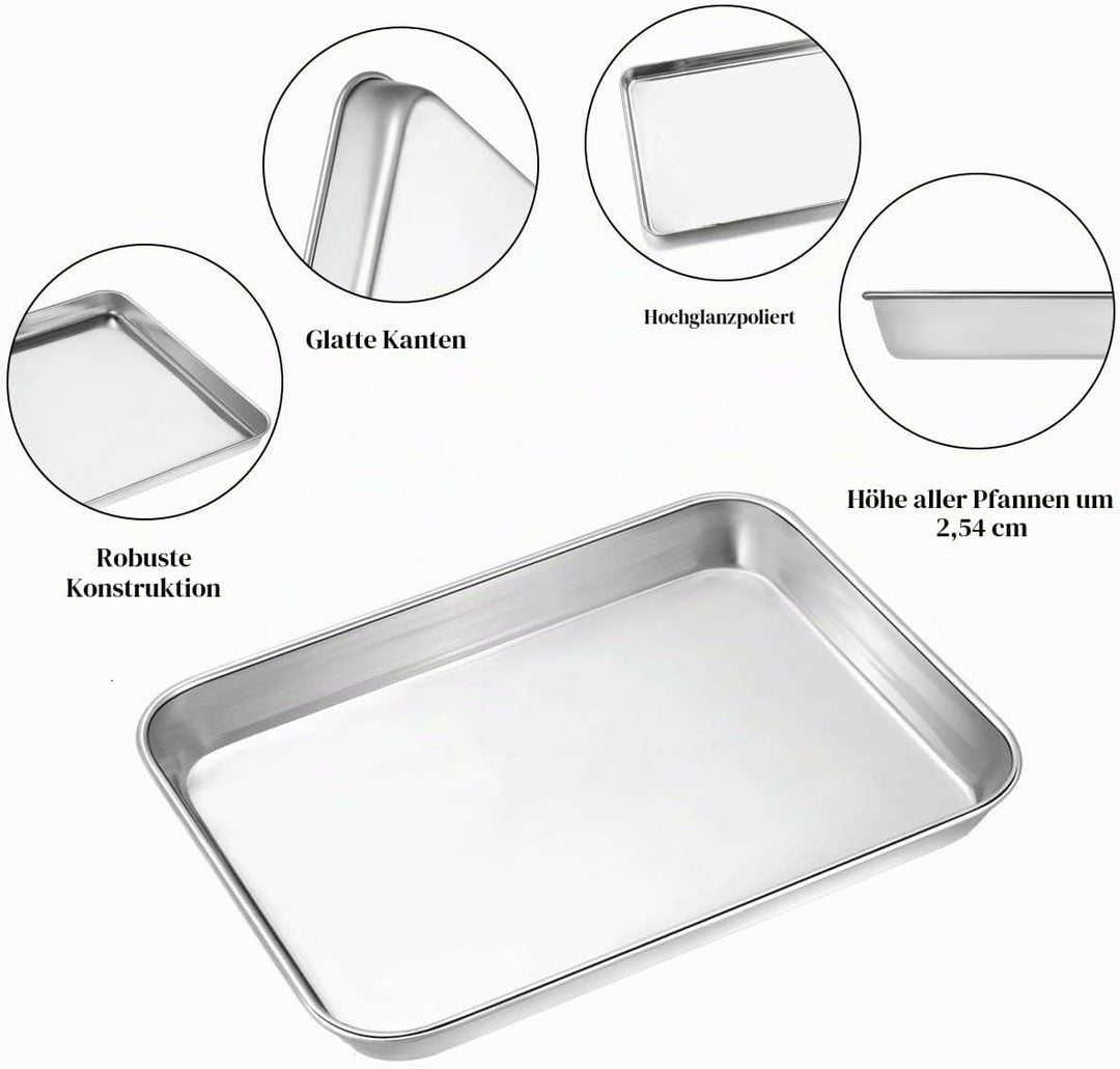 Wildone Baking Sheet Set of 2, Edelstahl Ofenblech Kuchenblech, Grösse 25.4 x 20.3 x 2.5 CM, Ungifti