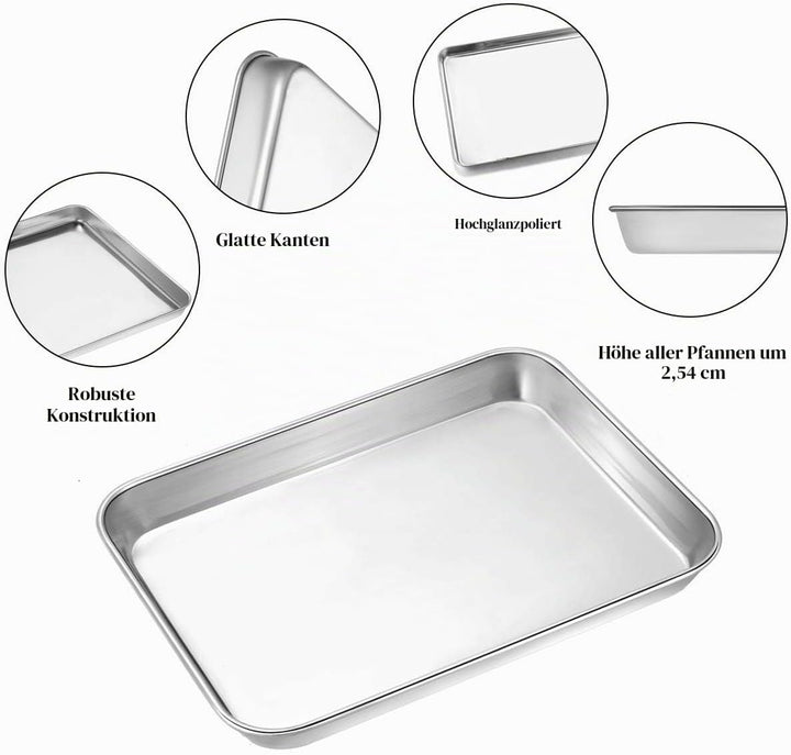 Wildone Baking Sheet Set of 2, Edelstahl Ofenblech Kuchenblech, Grösse 25.4 x 20.3 x 2.5 CM, Ungifti