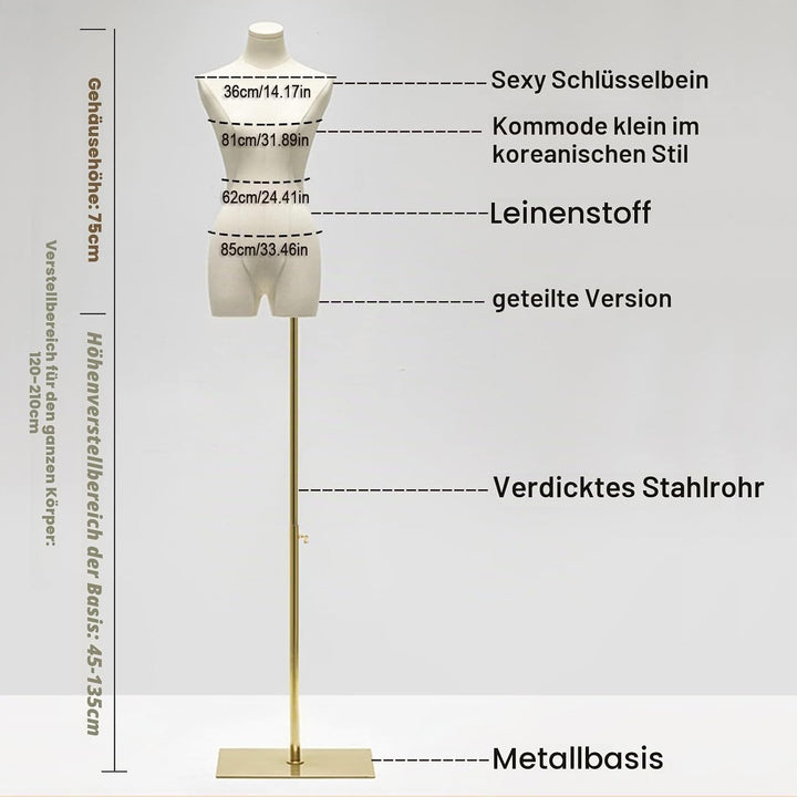 Schneiderpuppe Damenbüste Weiblich, Höhe Verstellbarer Schaufensterpuppe Körper, Mannequin mit Metal