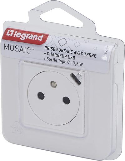 Legrand - Surface Mosaic Steckdose mit Ladegerät Typ C 2 Module – Weiss