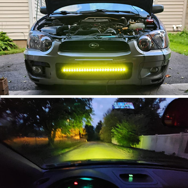 AUXTINGS 106cm 540w gekrümmt dreireihige gelbe led Light bar flutpunkt Fahrlicht Off strassenbeleuch
