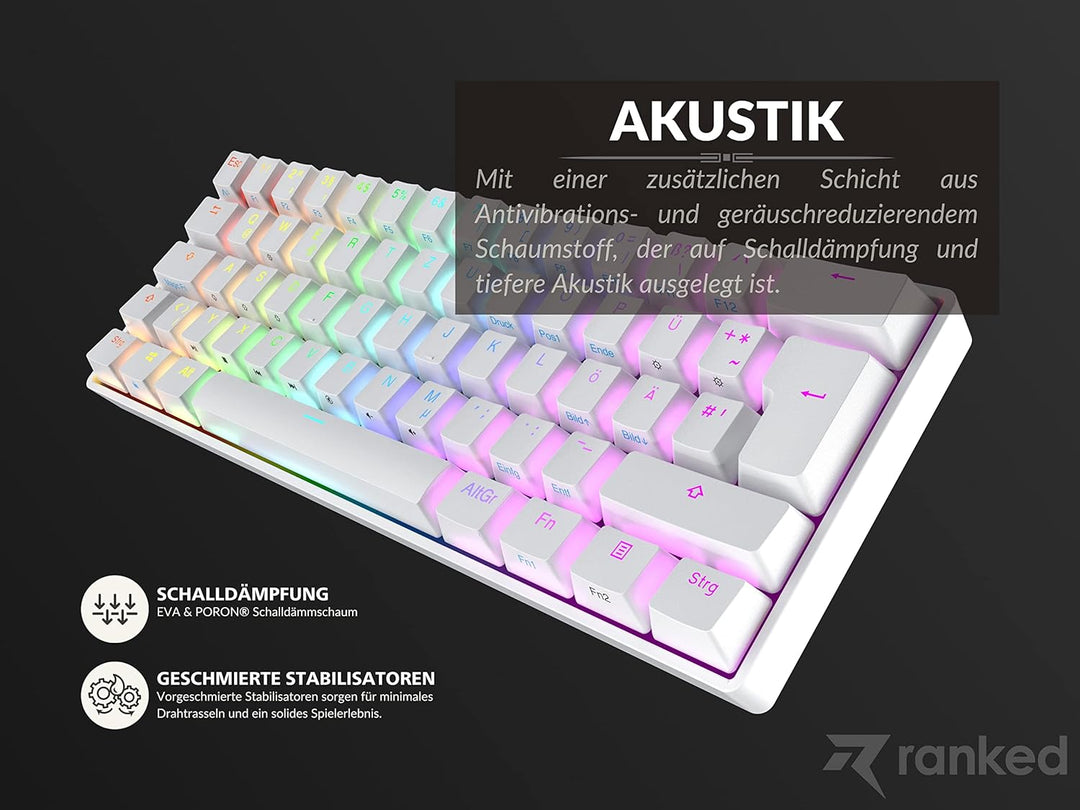 Ranked N60 Nova Mechanische 60 Prozent Tastatur | Hotswap Gaming Keyboard | 62 Programmierbare Taste