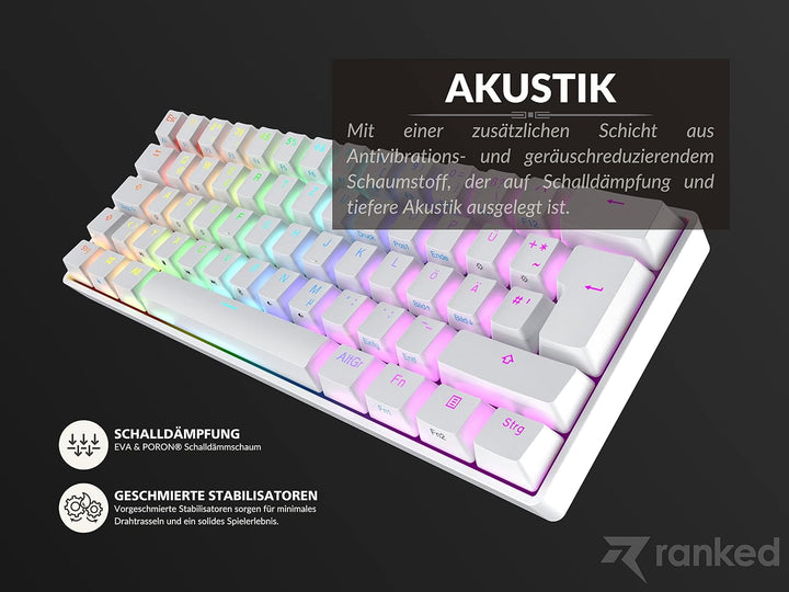 Ranked N60 Nova Mechanische 60 Prozent Tastatur | Hotswap Gaming Keyboard | 62 Programmierbare Taste
