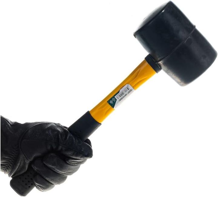 PROREGAL Gummihammer 0,45kg | Ø 3,25cm | rutschfester Fiberglasstiel | Regal-Montagehammer Silikonha