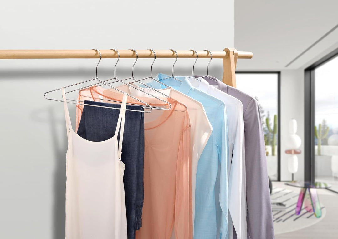 Amber Home 20 Stück 43cm Chrom Eisen Kleiderbügel, Silber Metall Kleiderbügel für Anzug T-Shirt Hemd