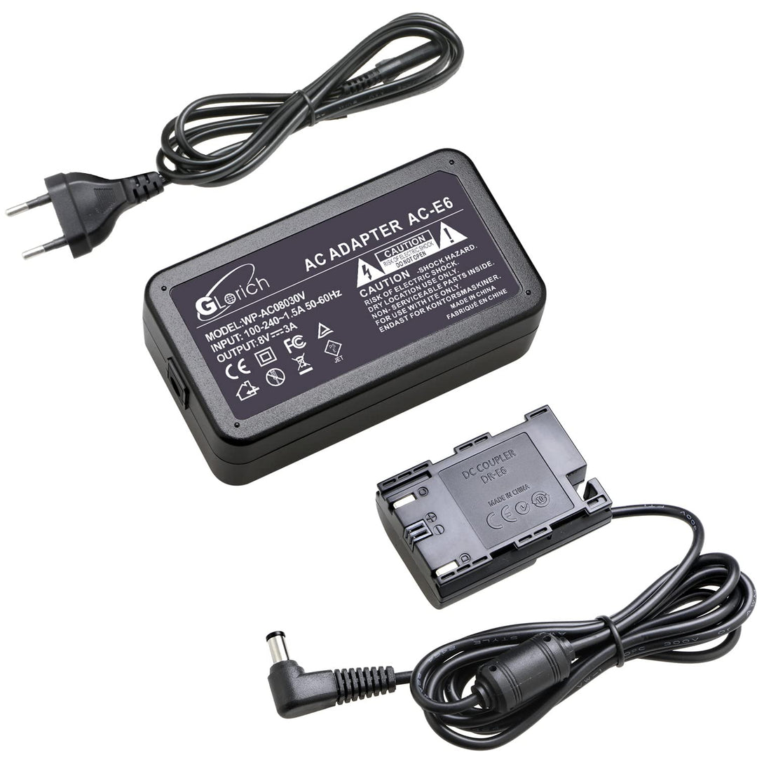 Glorich ACK-E6 Ersatz-AC-Adapter für Digitalkamera Canon EOS 5DS, 5DS R, 5D Mark II, 5D Mark III, 5D