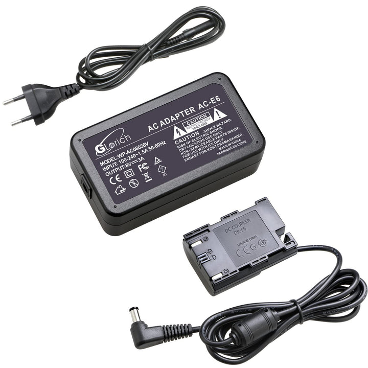 Glorich ACK-E6 Ersatz-AC-Adapter für Digitalkamera Canon EOS 5DS, 5DS R, 5D Mark II, 5D Mark III, 5D