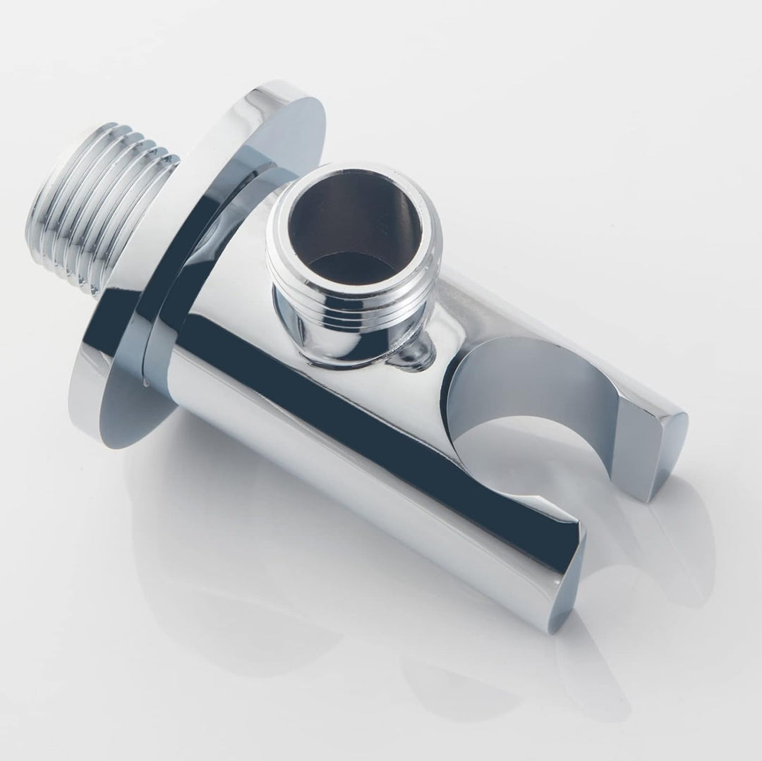 Keymark Wandanschlussbogen mit Brausehalter Chrom, Messing Schlauchanschluss mit Wandbrausehalter, W