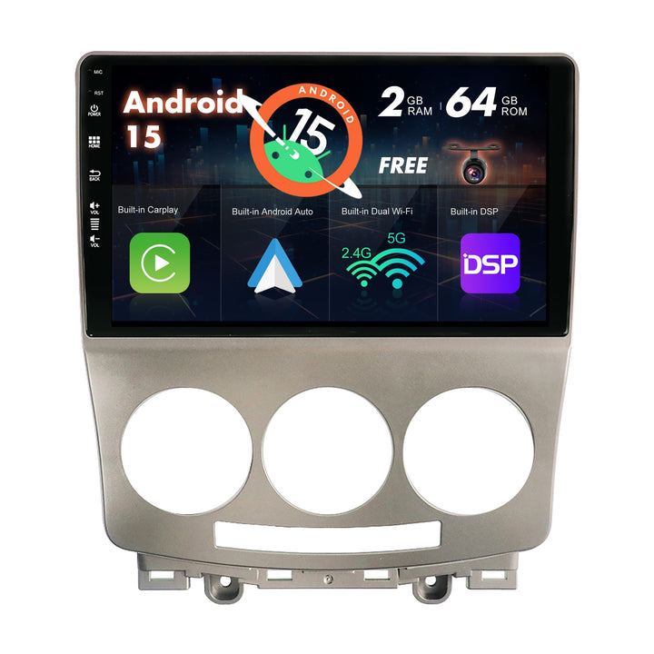 SXAUTO Android 12 IPS Autoradio für Mazda 5 (2005-2010) - Eingebaut CarPlay/Android Auto - Rückfahrk