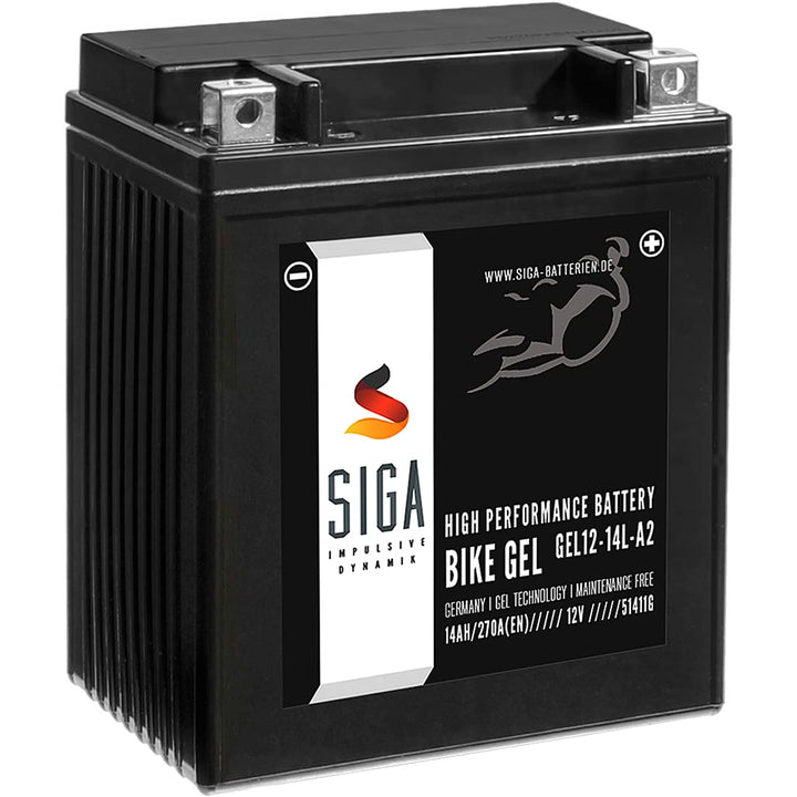 SIGA GEL Motorradbatterie 12V 14Ah 270A/EN GEL Batterie YB14L-A2 GEL12-14L-A2 CB14L-A2 12N14-3A 5141