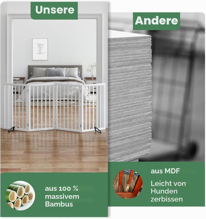 Hundegitter, hohe, freistehende Hundegitter für Türen, 4 Paneele (weiss) Weiss 4 Panel - 74"Wide 32"