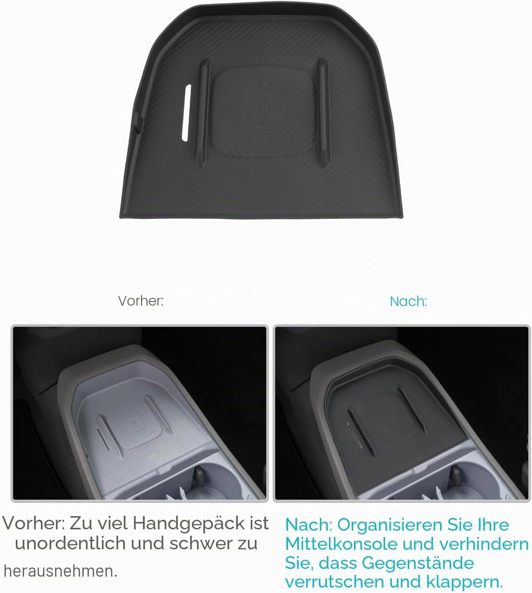 CDEFG Kompatibel mit Neu Kia EV3 2025 2026 Kabellose Ladematte Mittelkonsole Antirutschmatten Siliko
