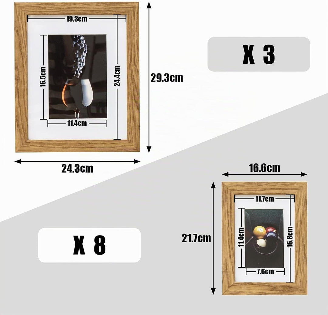 Muzilife Bilderrahmen 11er Set mit Passepartout, Fotorahmen für Fotos Collagen in 8pcs 17x12cm + 3pc