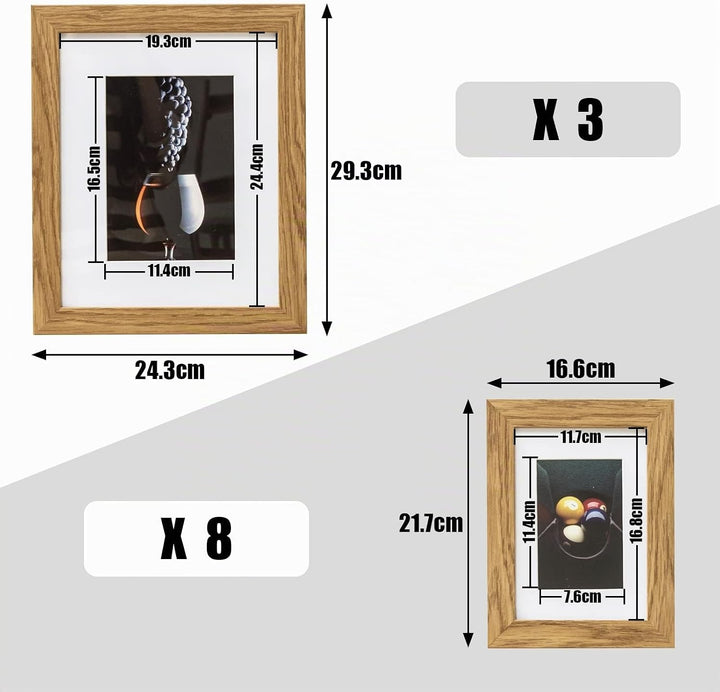 Muzilife Bilderrahmen 11er Set mit Passepartout, Fotorahmen für Fotos Collagen in 8pcs 17x12cm + 3pc